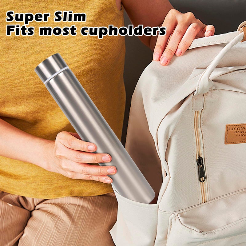 ChezMax Slim Thin Stainless Steel Vacuum Insulated Water Bottle Leak Proof Eco-Friendly Travel Cup Sports Drink Bottle 8.8OZ Silvery - Image 4